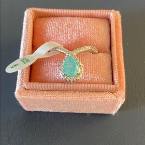 Bomb party ring new Elegant Silver and Blue Teardrop Ring